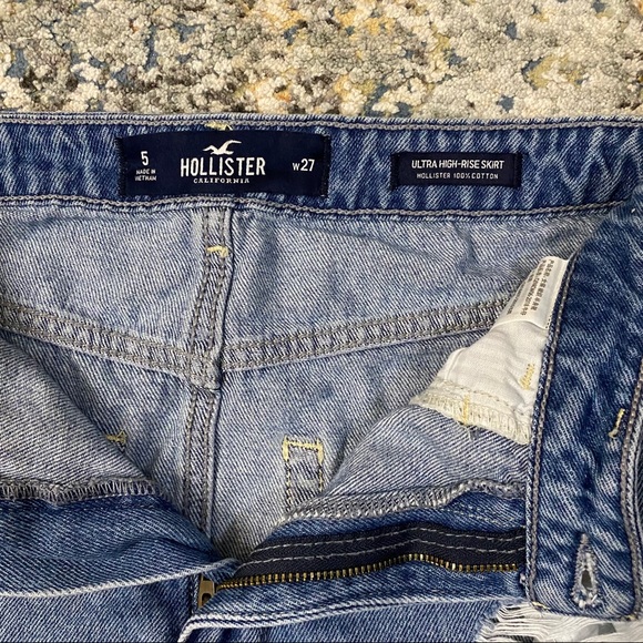 Hollister High Rise Distressed Denim Jean Skirt - Picture 2 of 3